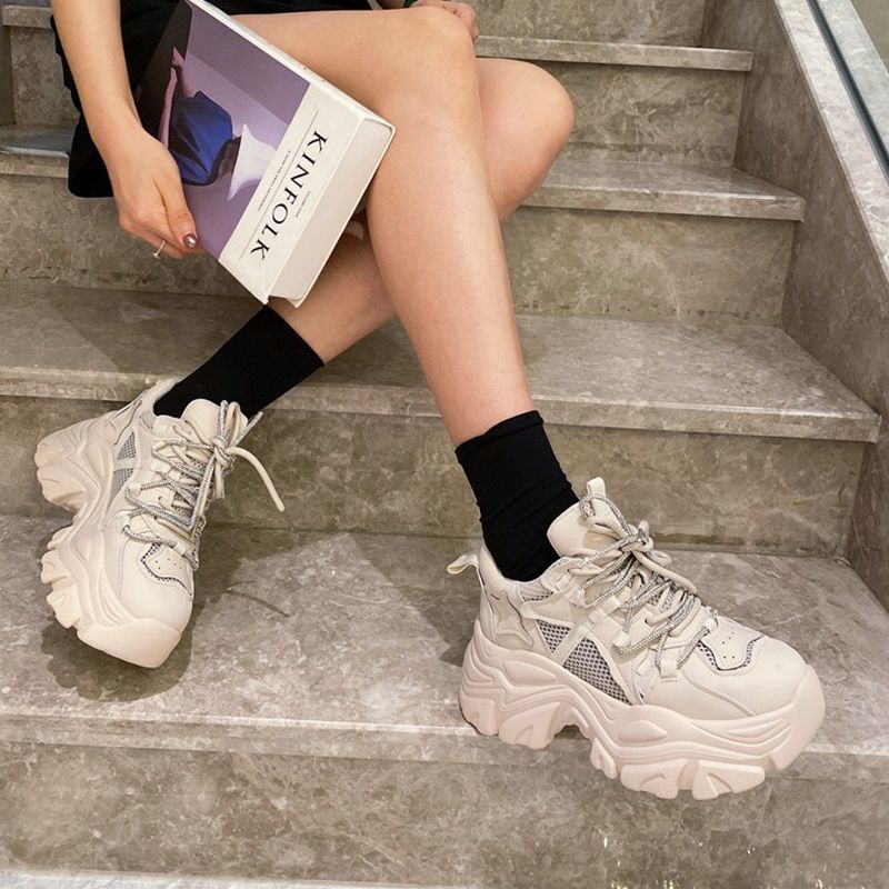 Giày Thể Thao Lưới Đế Dày Buộc Dây Kiểu Châu Âu Dễ Phối Đồ Cho Nữ