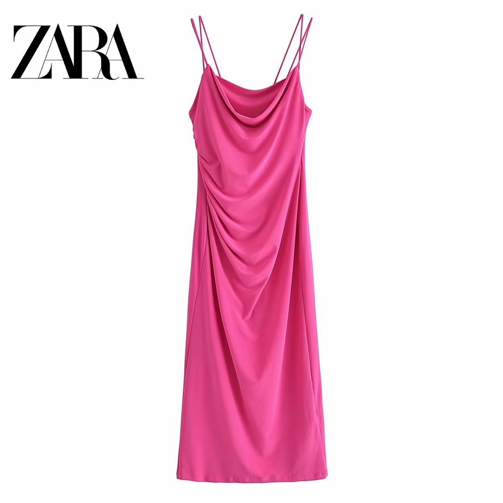 Đầm Dài Hai Dây Dáng Ôm Họa Tiết Chấm Bi Thời Trang Zara Cho Nữ