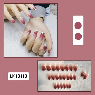 Set 24 Móng Tay Giả Màu Đỏ Gradient 13113