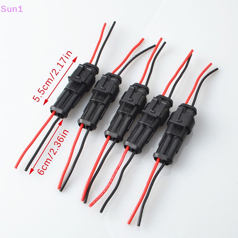 Set 5 Bộ 10 Phích Cắm Điện 2 Chiều Nối Đầu Đực Sang Đầu Cái Chống Nước Có Dây Cho Xe Hơi / Xe Máy / Tàu Thuyền