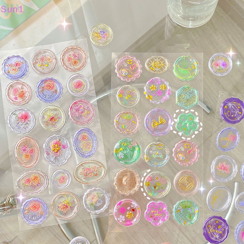 Sun1 &gt; 18 Tờ Nhãn Dán Niêm Phong DIY Trong Suốt Sáng Tạo Phong Cách Vintage