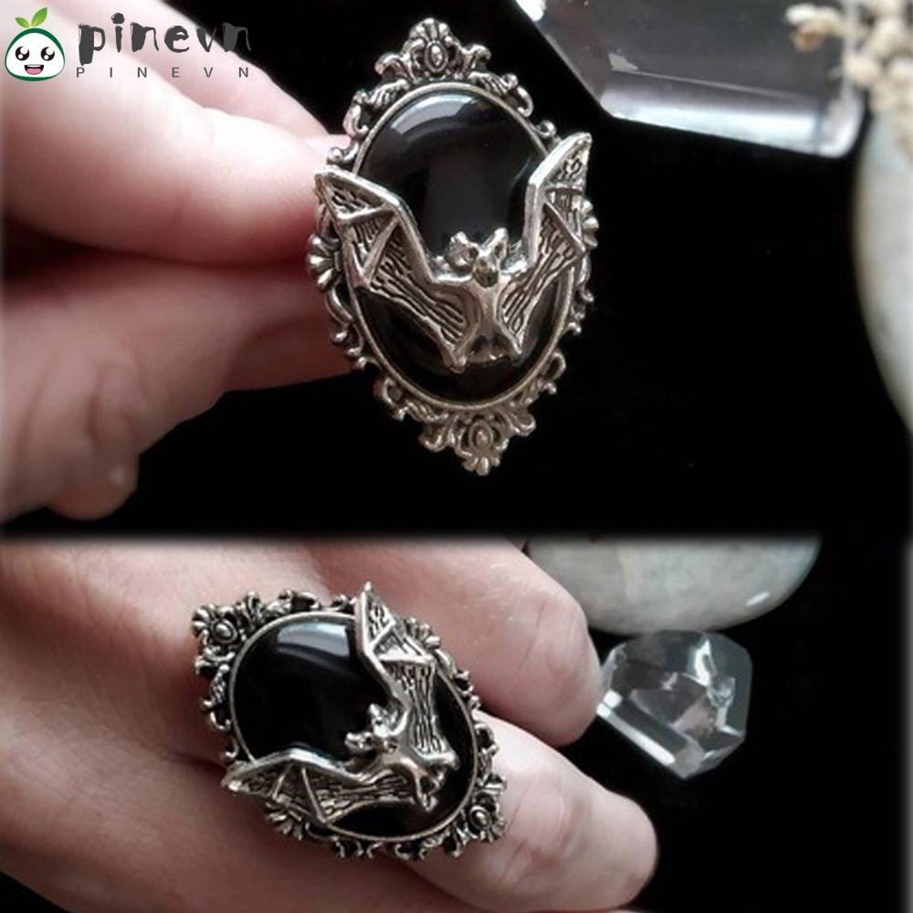 PINEVN Nhẫn Hình Dơi Màu Đen Có Thể Điều Chỉnh Kích Cỡ