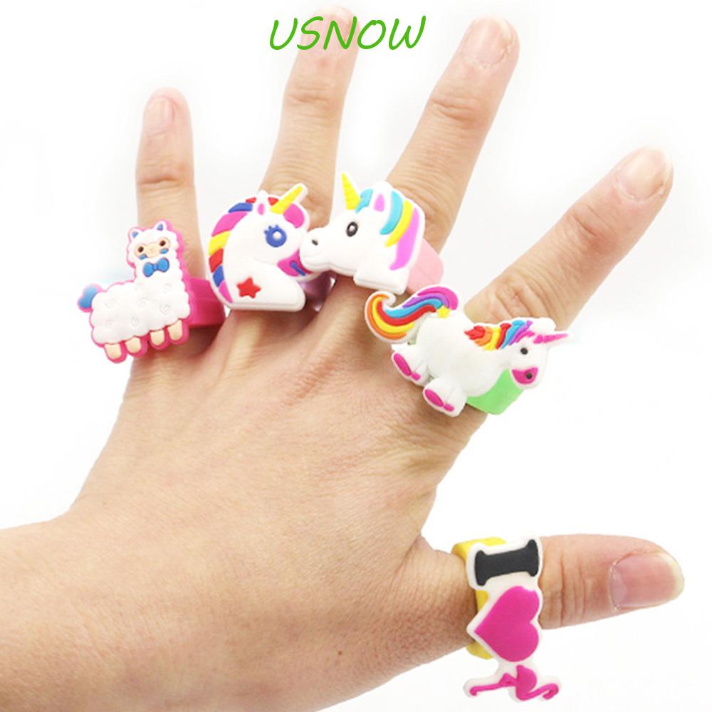 USNOW Nhẫn Silicon Hình Kỳ Lân Nhiều Màu Thời Trang Cho Bé