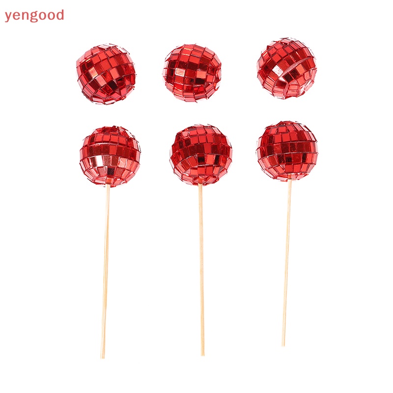 Set 12 Que Cắm Tráng Gương Dùng Trang Trí Bánh Kem Phong Cách Retro