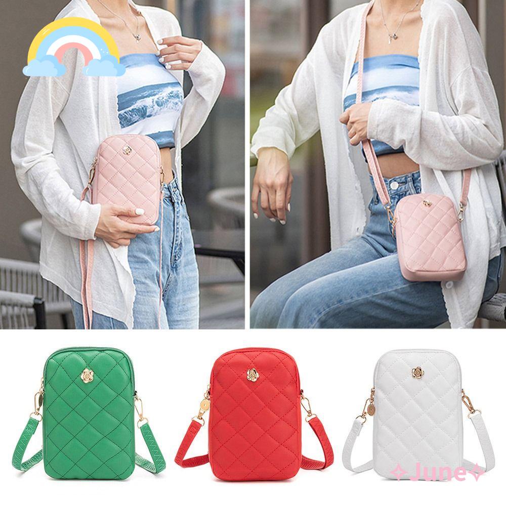 JUNE Túi Xách Da PU Thêu Hoa Thời Trang