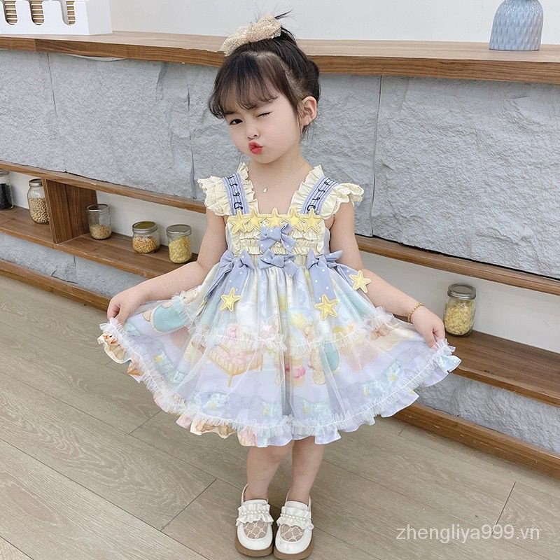 Đầm Công Chúa Lolita Hai Dây Mùa Hè 2023 Phong Cách Mới Cho Bé Gái