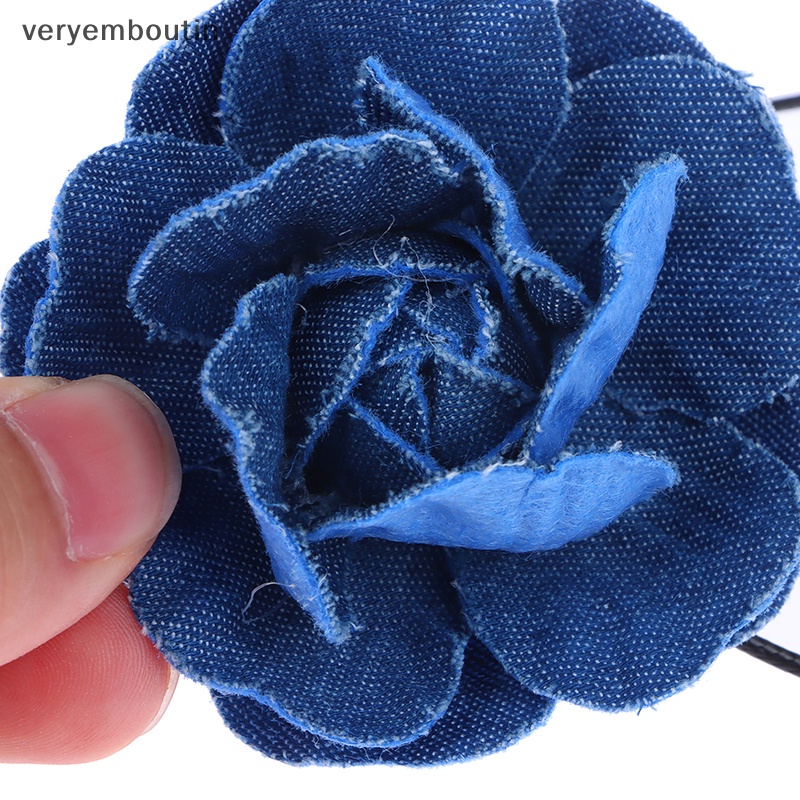1 Vòng Cổ Choker Jean Xanh Dương Nhiều Lớp Mặt Hoa Cho Nữ Mặc Trong Ngày Cưới