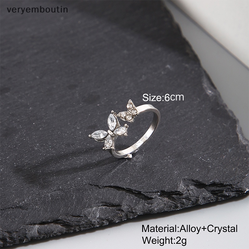 Nhẫn Hình Bướm Lấp Lánh Bằng Hợp Kim Thời Trang Hàn Quốc Có Thể Điều Chỉnh Cho Nữ