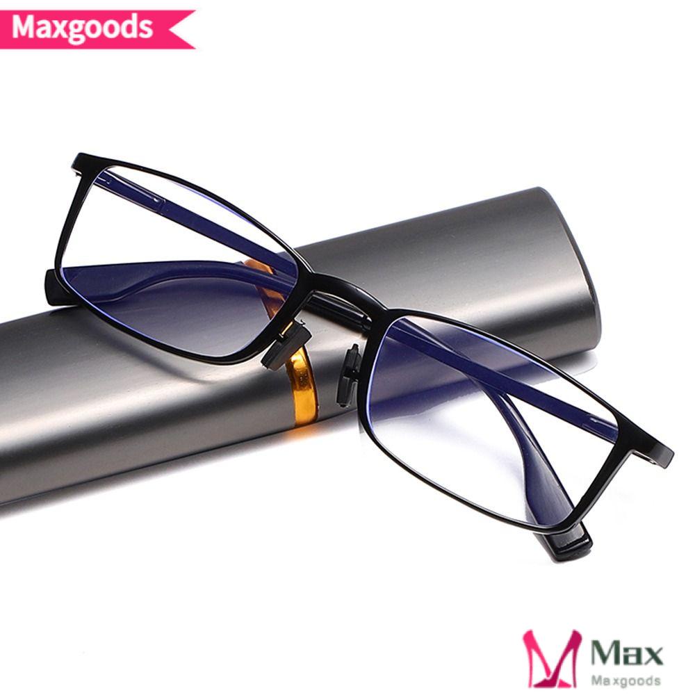 MAXG Kính Đọc Sách Mini Gọng Kim Loại 1.0~4.0 Chống Ánh Sáng Xanh