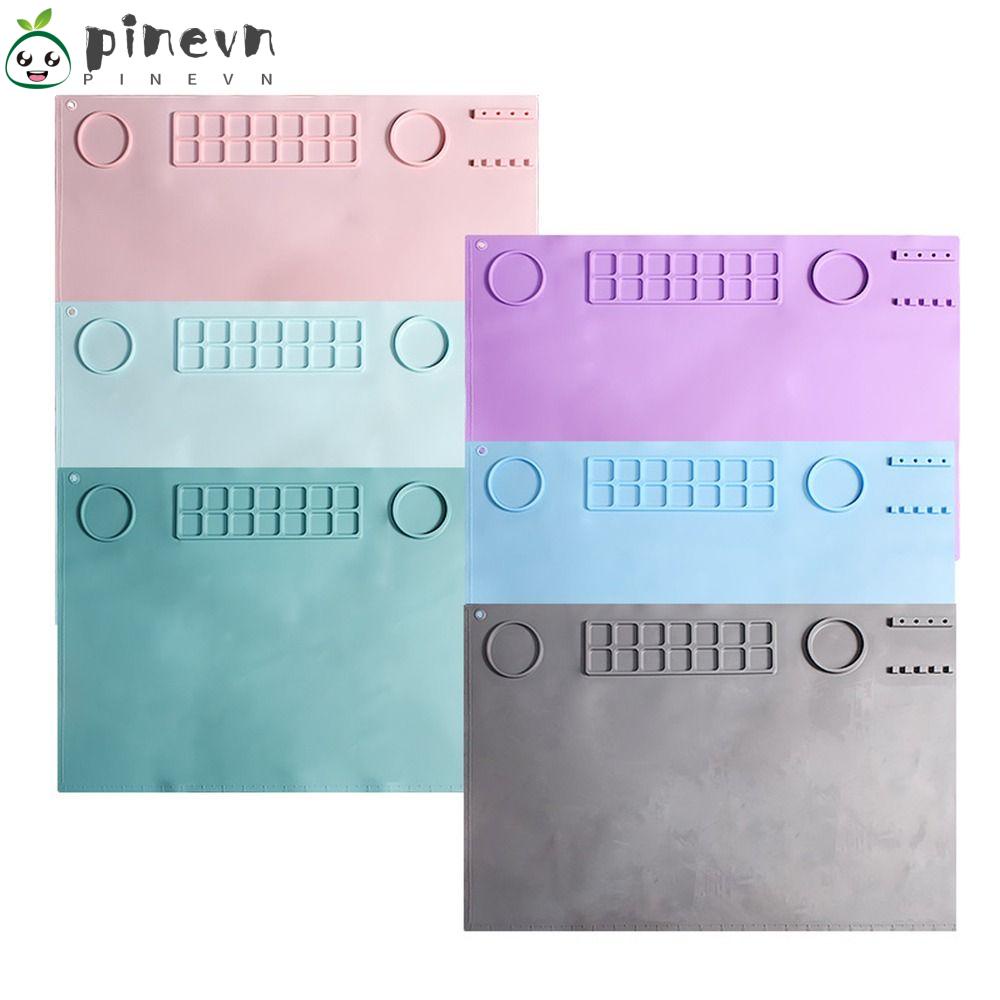PINEVN Thảm Silicone Hỗn Hợp Chống Thấm Nước Dùng Vẽ Tranh Kèm Cốc Nước Và Giá Đỡ