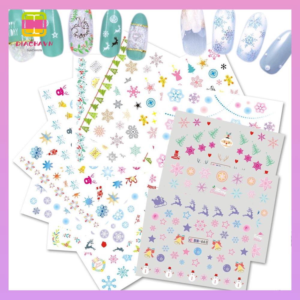 DIACHAVN Set 12 Tấm Hình Dán Trang Trí Móng Tay Thời Trang
