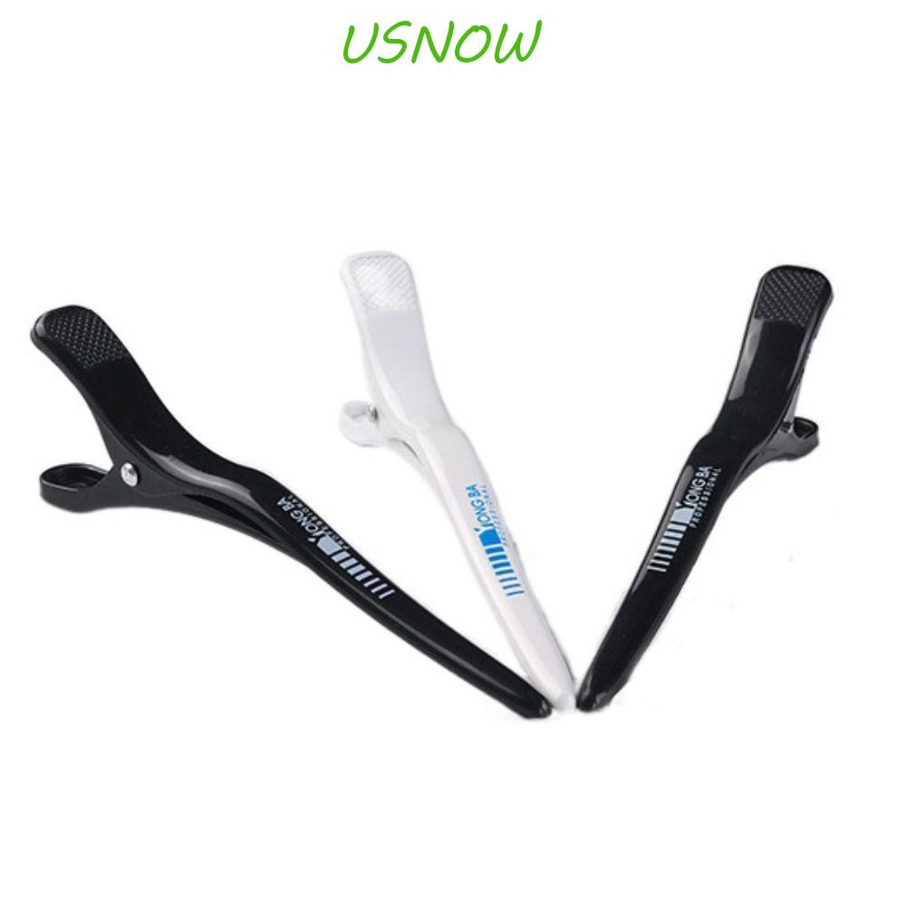 USNOW Set 6 Kẹp Tóc Cá Sấu Bằng Nhựa Màu Trắng Đen Chống Trượt