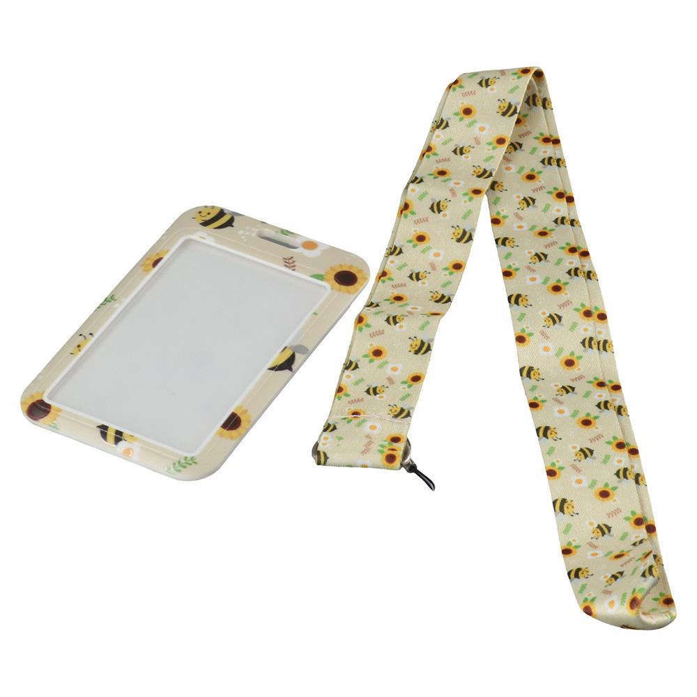 CHOOKEY Giá Đỡ Thẻ ID / Huy Hiệu Hình Ong / Bông Hoa / Dacron Có Dây Đeo Cổ Cho