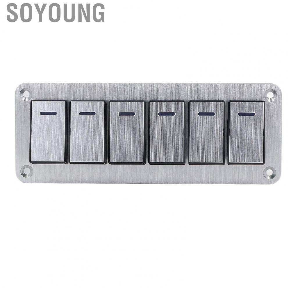Soyoung Rocker Switch Panel 12V‑24V Pre Wired Blue  Luminous Aluminum Alloy and PC for Automotive Car Truck