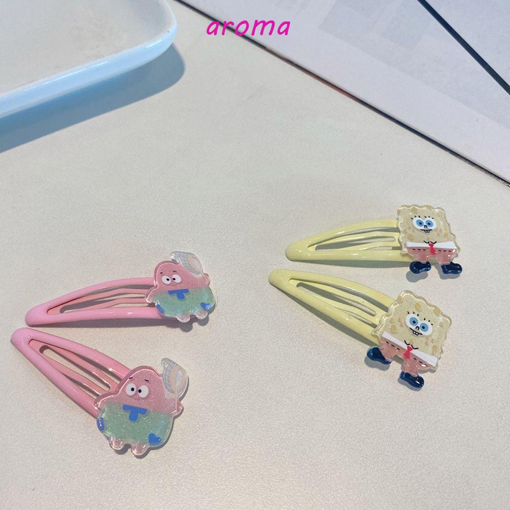 AROMA Kẹp Tóc Hình SpongeBob Màu Sắc Ngọt Ngào Phong Cách Hàn Quốc Cho Bé Gái