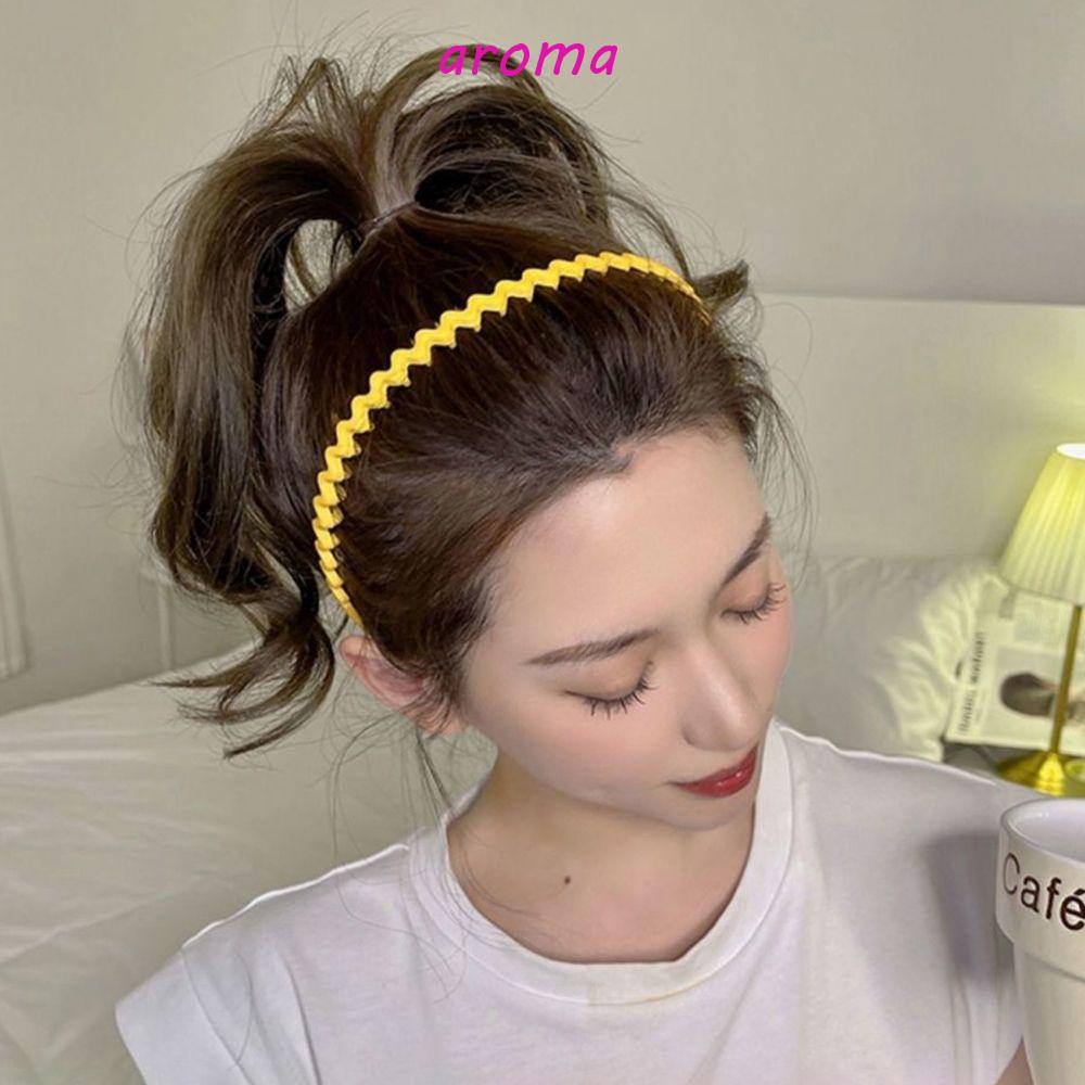 AROMA Băng Đô Gợn Sóng Màu Kẹo Chống Trượt Có Răng Phong Cách Hàn Quốc Cho Nam