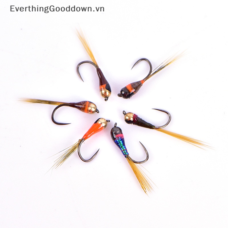Everthinggooddown Set 6 Phụ Kiện Hạt Cườm Đồng Gắn Mồi Câu Cá Chuyên Dụng