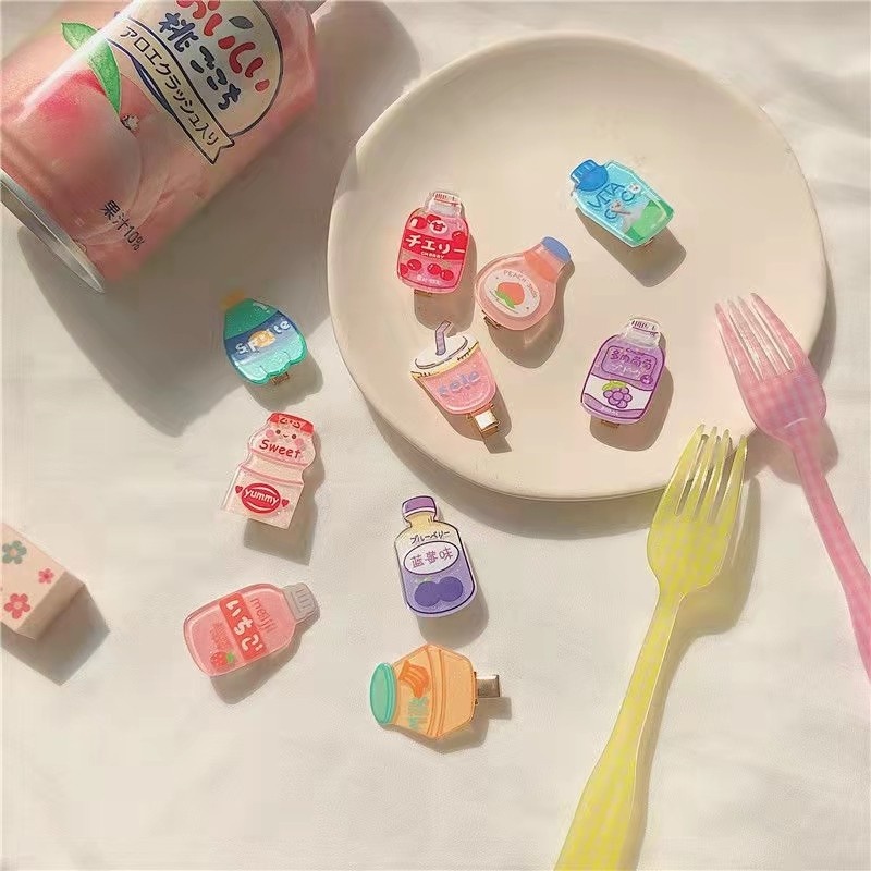 PVN60315 Kẹp Tóc Hình Bình Trà Sữa / Nước Ép Hoạt Hình Dễ Thương Cho Bé Gái