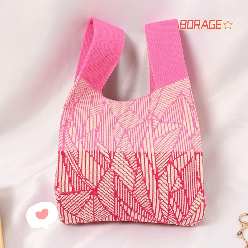 BORAG Túi Mua Sắm Đeo Vai / Xách Tay Đan Len Có Thể Tái Sử Dụng Nhiều Lần