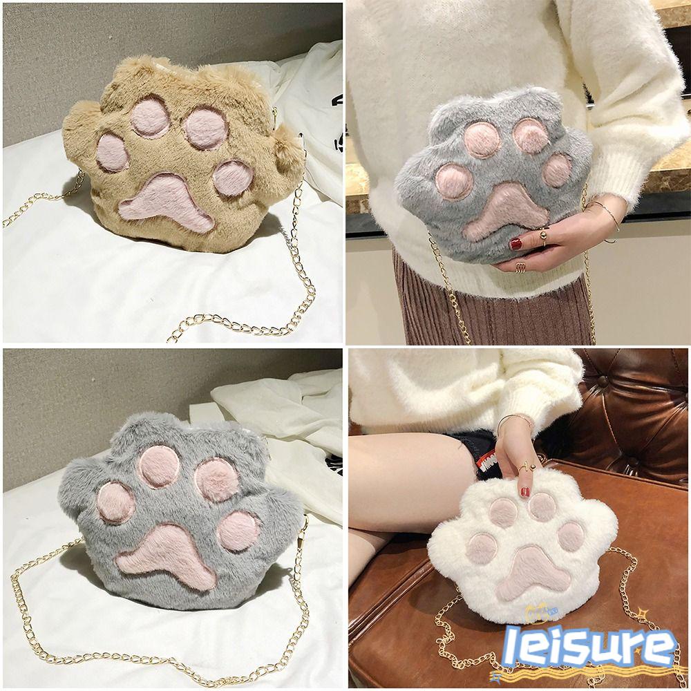 LEISURE Túi Xách Đeo Chéo Phối Xích Kiểu Dáng Dễ Thương Xinh Xắn