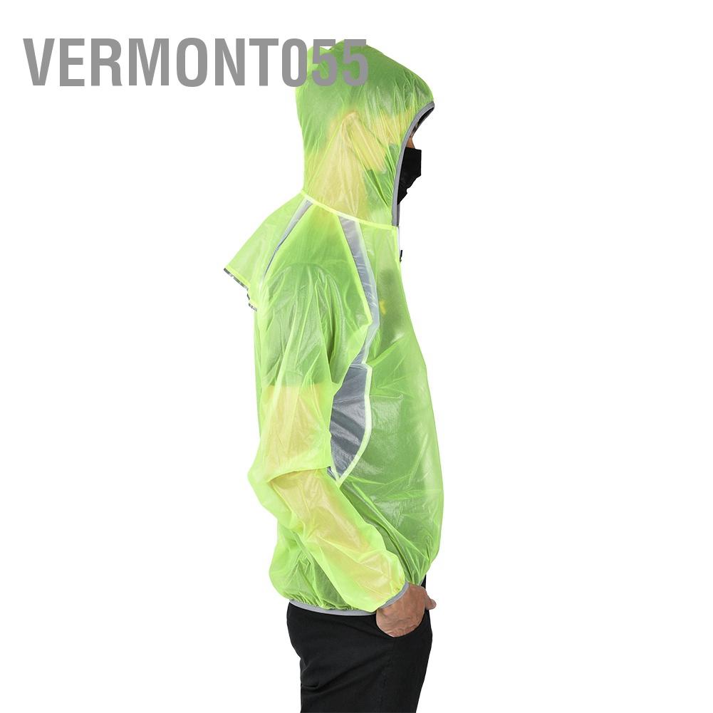 Vermont055 Huỳnh Quang Xanh Unisex Phản Xe Đạp Đi Áo Khoác Thoáng Khí Mưa Có Mũ Trùm Đầu