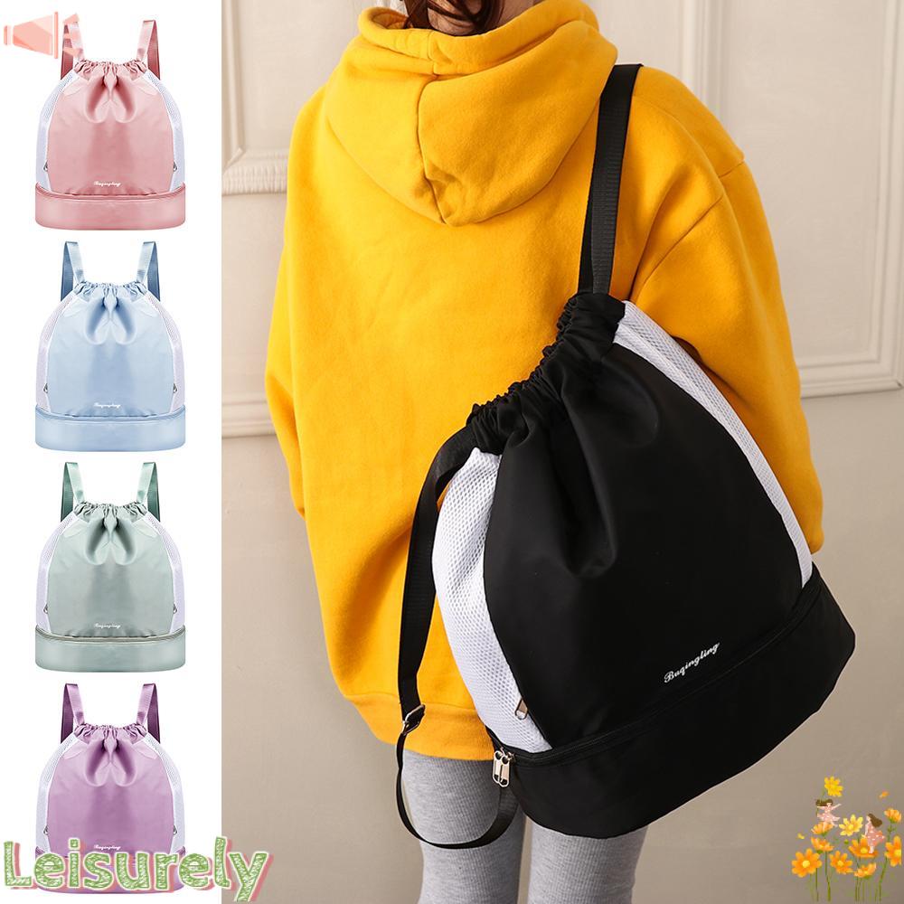 LEILY Ba Lô Thể Thao Màu Đen Chống Thấm Nước Có Chia Ngăn Khô Ướt Tiện Dụng