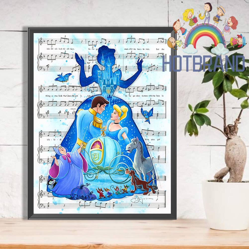 Tranh Đính Đá Kim Cương Toàn Bộ 5D DIY Hình Vẽ Lọ Lem Trang Trí Nhà Cửa