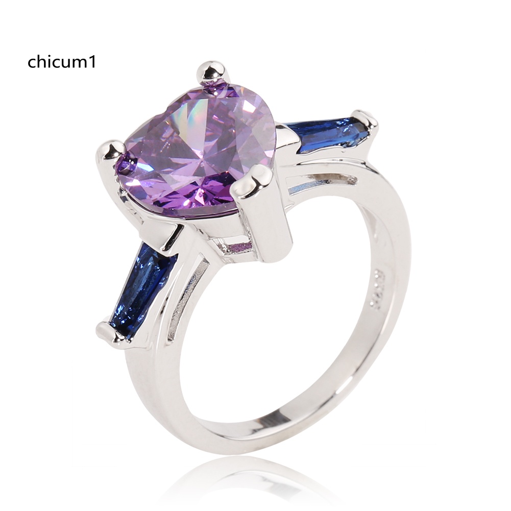 Nhẫn Đính Hôn Đính Đá Quý Nhân Tạo Hình Trái Tim Thời Trang Dành Cho Nữ