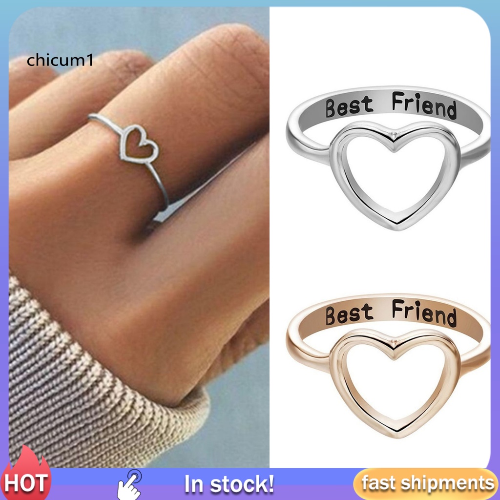 Nhẫn Hợp Kim Hình Trái Tim Rỗng Đơn Giản Chống Mòn Cho Nữ