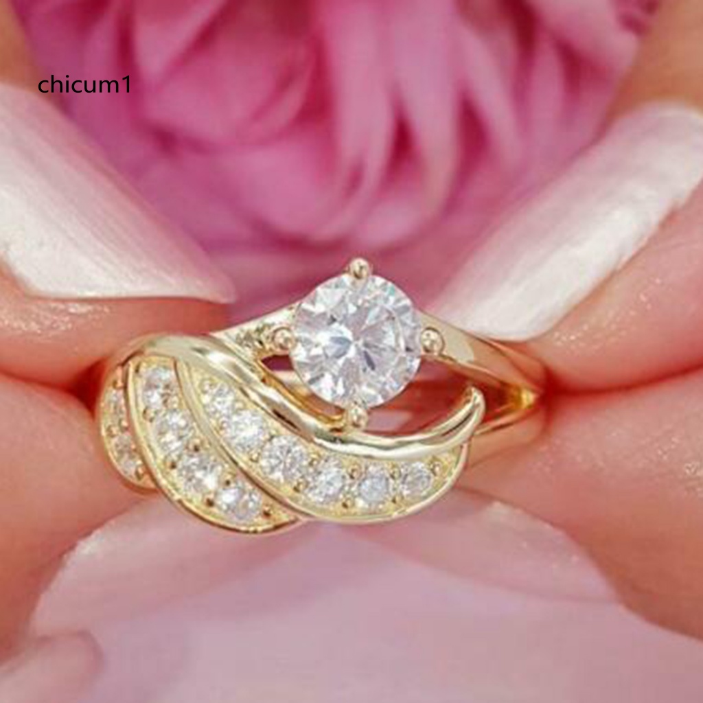 Nhẫn Cưới Hợp Kim Đính Đá Zircon Hình Cánh Thiên Thần