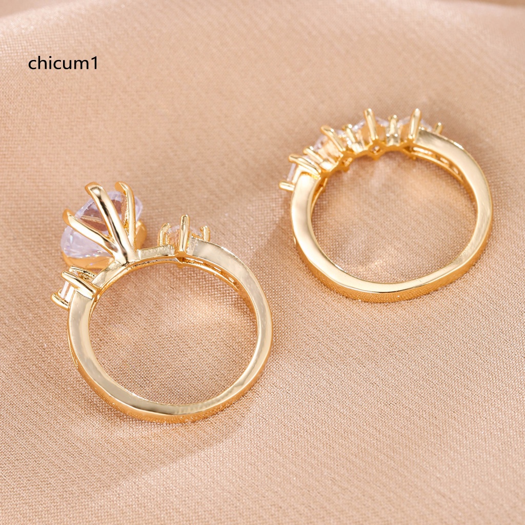 Set 2 Nhẫn Đính Đá Trái Tim Sang Trọng Cho Nữ