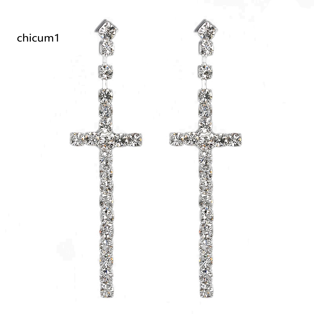 Bông Tai HìNh Chữ ThậP ĐíNh Đá NhiềU MàU SắC