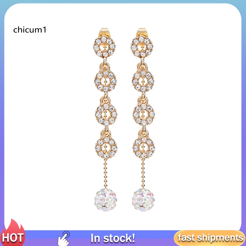 Hoa Tai Dáng Dài Đính Đá Nhân Tạo Thời Trang