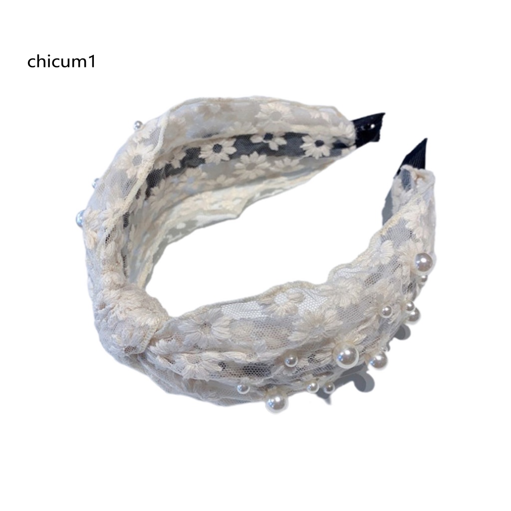 Cài Tóc Nơ Ren Đính Ngọc Trai Nhân Tạo Thời Trang