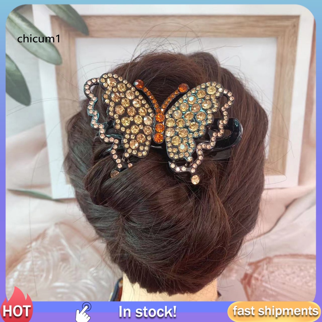 Kẹp Tóc Hình Bướm Đính Đá Nhiều Màu Chống Trượt Trọng Lượng Nhẹ
