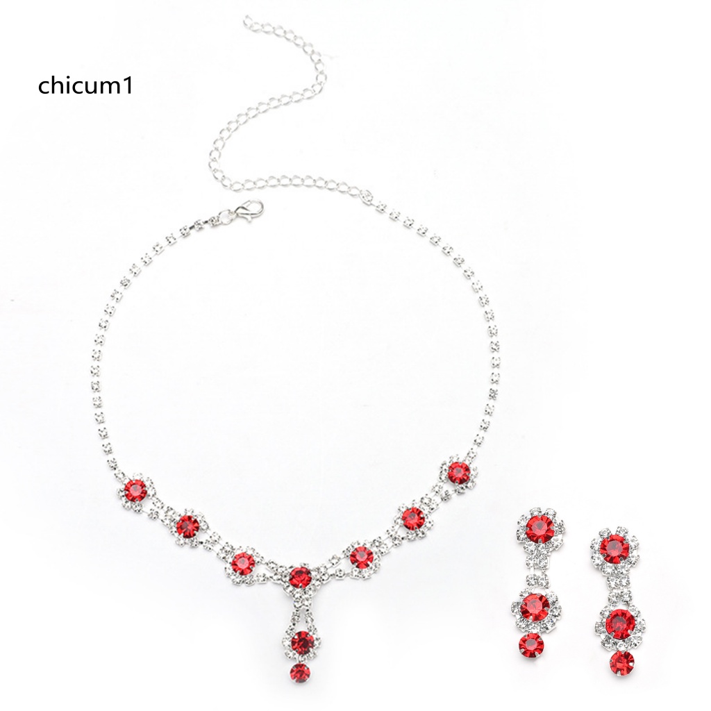 Set 1 Bộ Trang Sức Đính Đá Lấp Lánh Sang Trọng Thời Trang Dành Cho Nữ