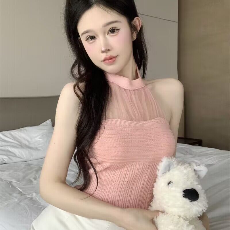 Áo Tank Top Hai Dây Dệt Kim Thời Trang Mùa Hè Quyến Rũ Cho Nữ