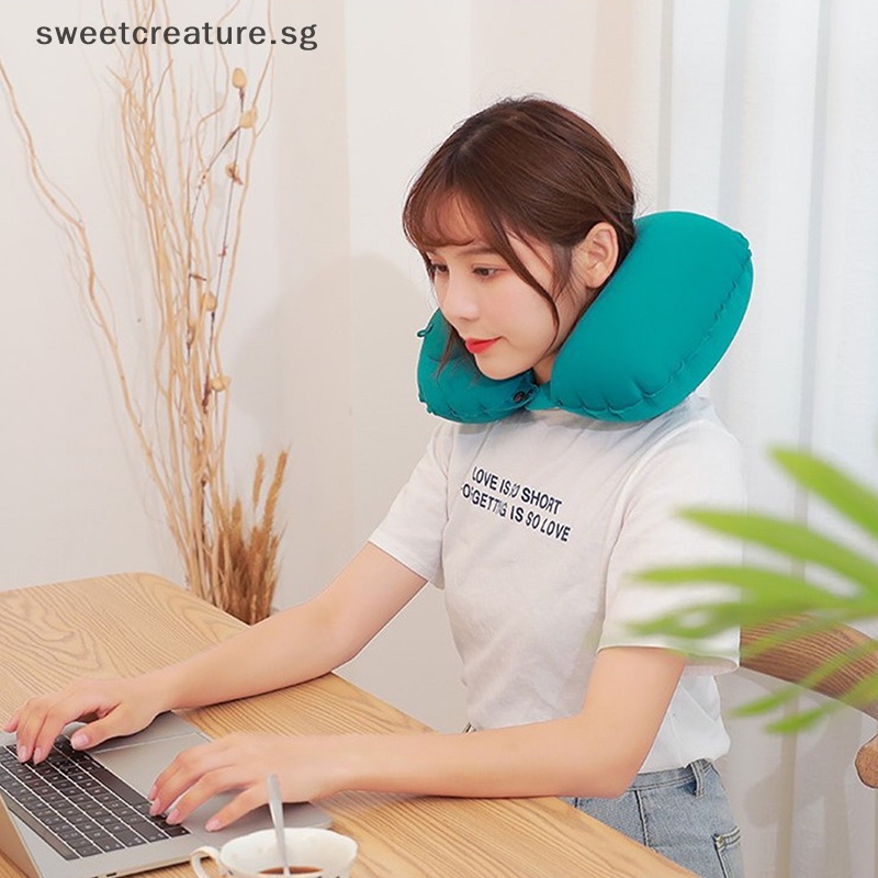 Gối Bơm Hơi Hình Chữ U Có Thể Gấp Lại Dùng Khi Đi Du Lịch