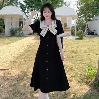 Plus Đầm Chữ A Dáng Rộng Phối Nơ Xinh Xắn Theo Phong Cách Mùa Hè Pháp