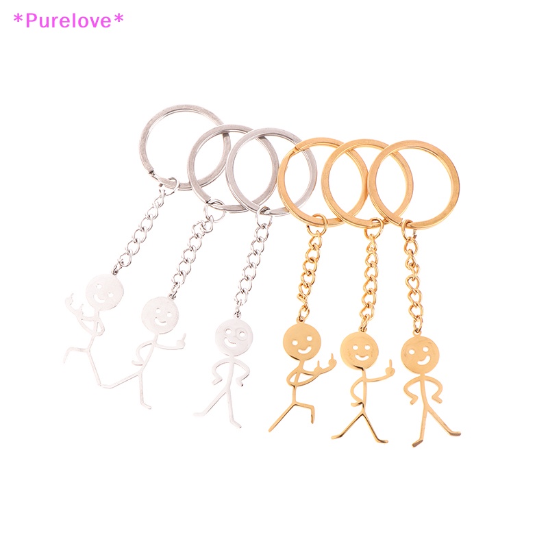 Móc Chìa Khóa Bằng Thép Không Gỉ Họa Tiết Graffiti Dễ Thương Dành Cho Cặp Đôi Mới