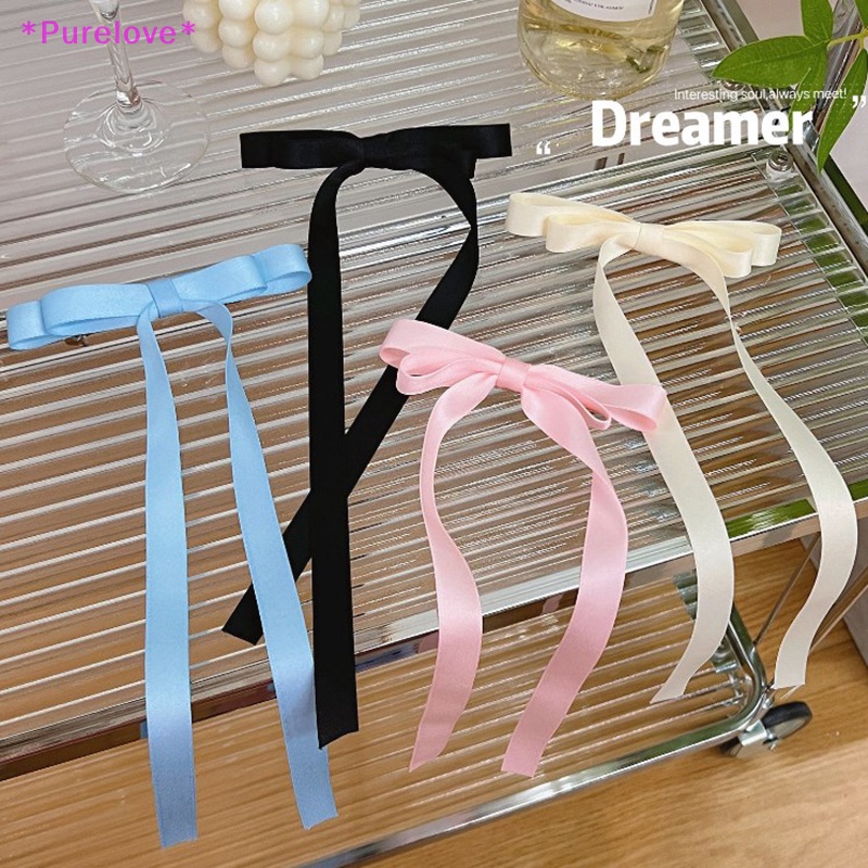 Kẹp Tóc Nơ Dài Phối Dây Ruy Băng Màu Kẹo Ngọt Ngào Cho Nữ Mới