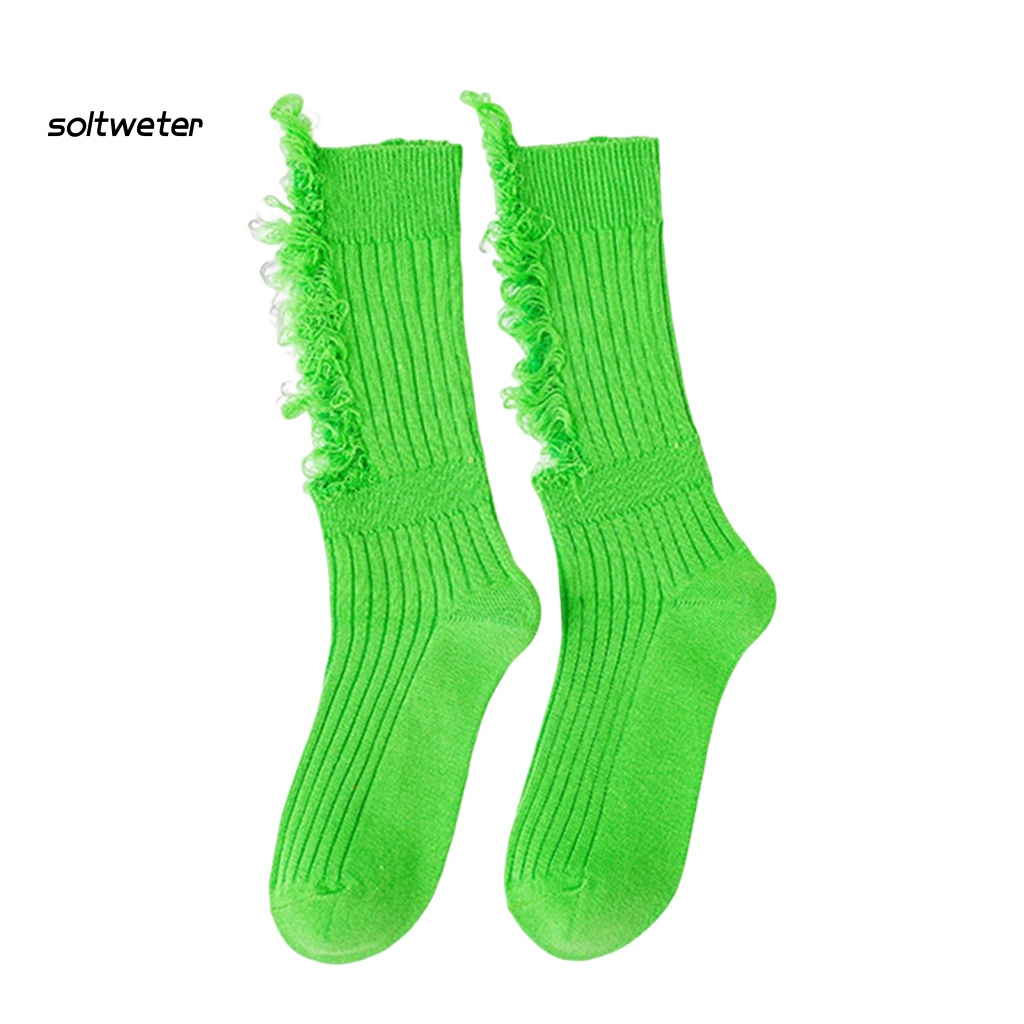 1 Đôi Tất Cotton Mềm Mại Thấm Hút Mồ Hôi Thoáng Khí Màu Trơn Có Lỗ Dài Co Giãn Tốt Bảo Vệ Chân Cho Nữ