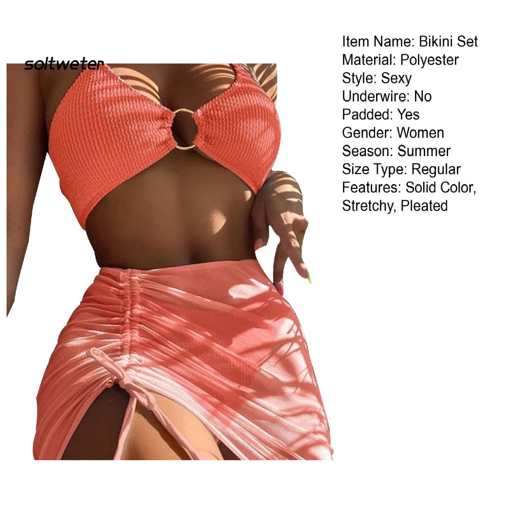 Bộ Bikini 3 Mảnh Màu Sắc Thời Trang Gợi Cảm Cho Nữ