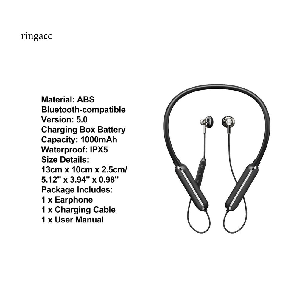 Tai Nghe Đeo Cổ RGA Bluetooth Không Dây IPX5 Chống Nước Có Thể Thay Đổi Theo Dõi Sức Khỏe