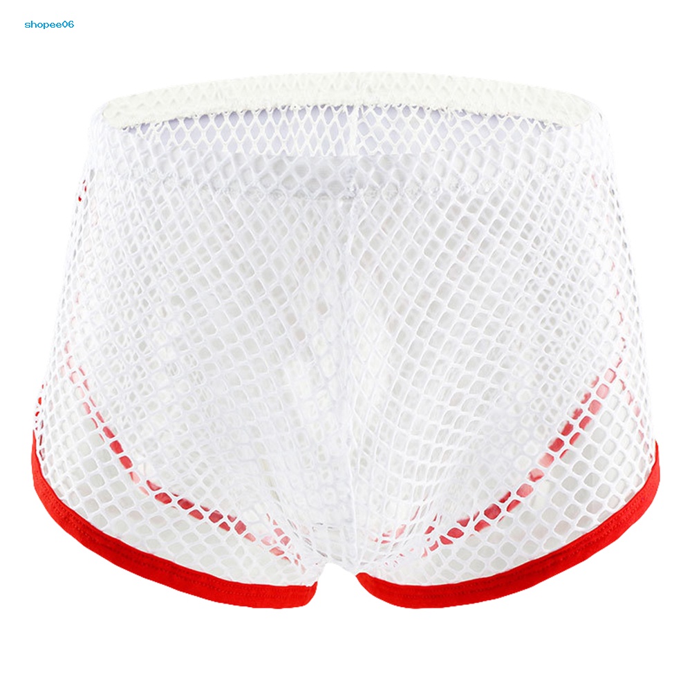 Quần Lót Boxer Lưng Thấp Phối Lưới Thoáng Khí Thời Trang Quyến Rũ Cho Nam