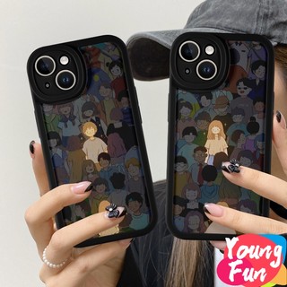 Ốp Lưng Điện Thoại cho iPhone 14 13 12 11 Pro X XR XS Max SE 2020 6 6S 7 8 Plus Hình bầu dục mắt lớn Vỏ điện thoại mềm Motif Couple Boy và Girl