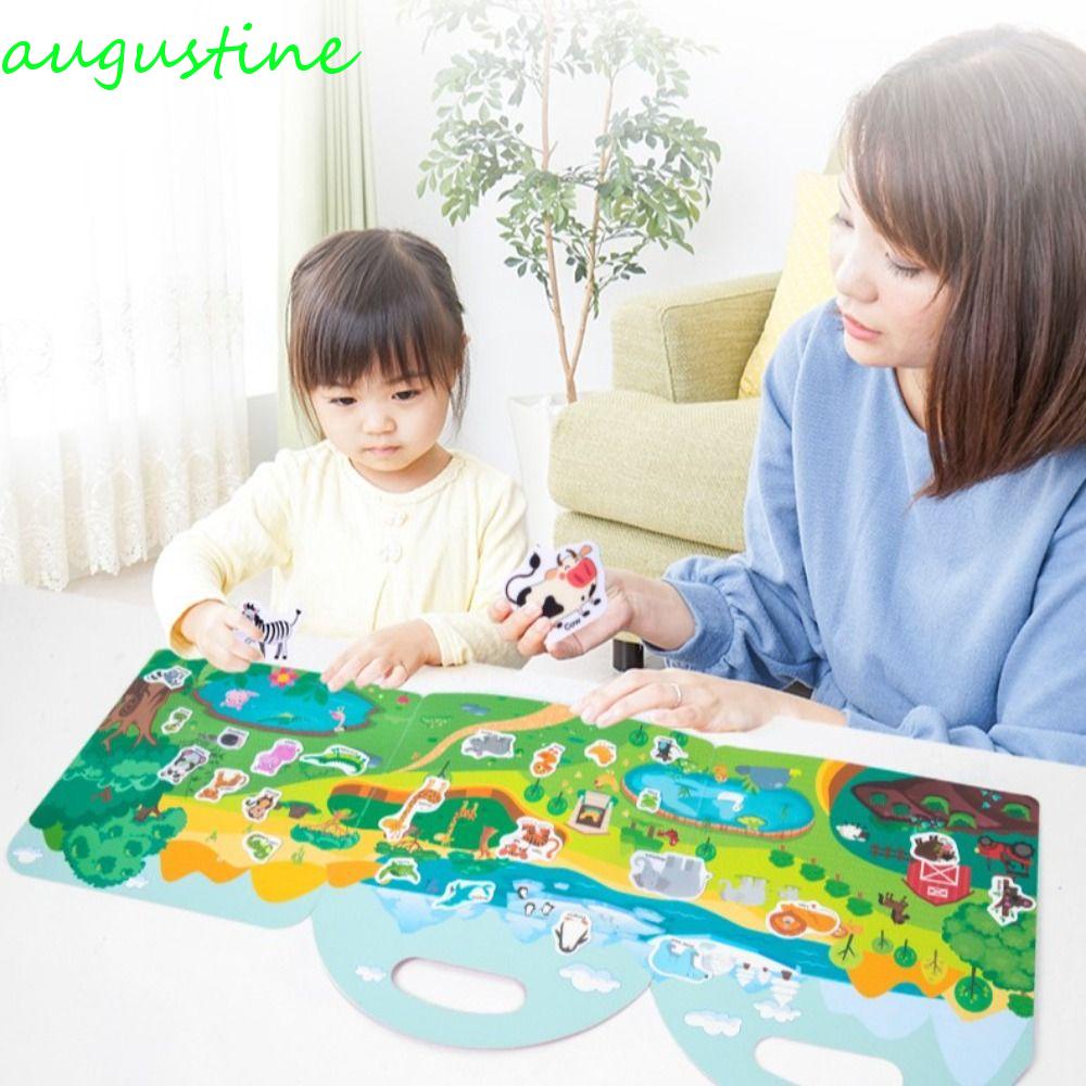 AUGUSTINE Miếng Dán Trang Trí Sách Hình Côn Trùng / Khủng Long Dễ Thương Cho Bé