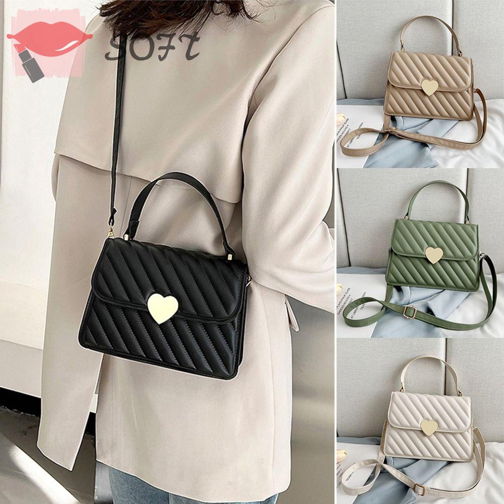 SOFTNESS Túi Đeo Chéo Vai Bằng Da PU Màu Trơn Sành Điệu Để Đi Ra Ngoài