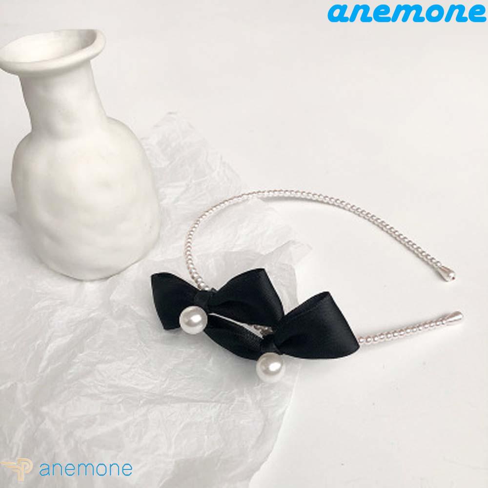 ANEMONE Băng Đô Cài Tóc Màu Đen Phong Cách Retro Thanh Lịch Cho Nữ