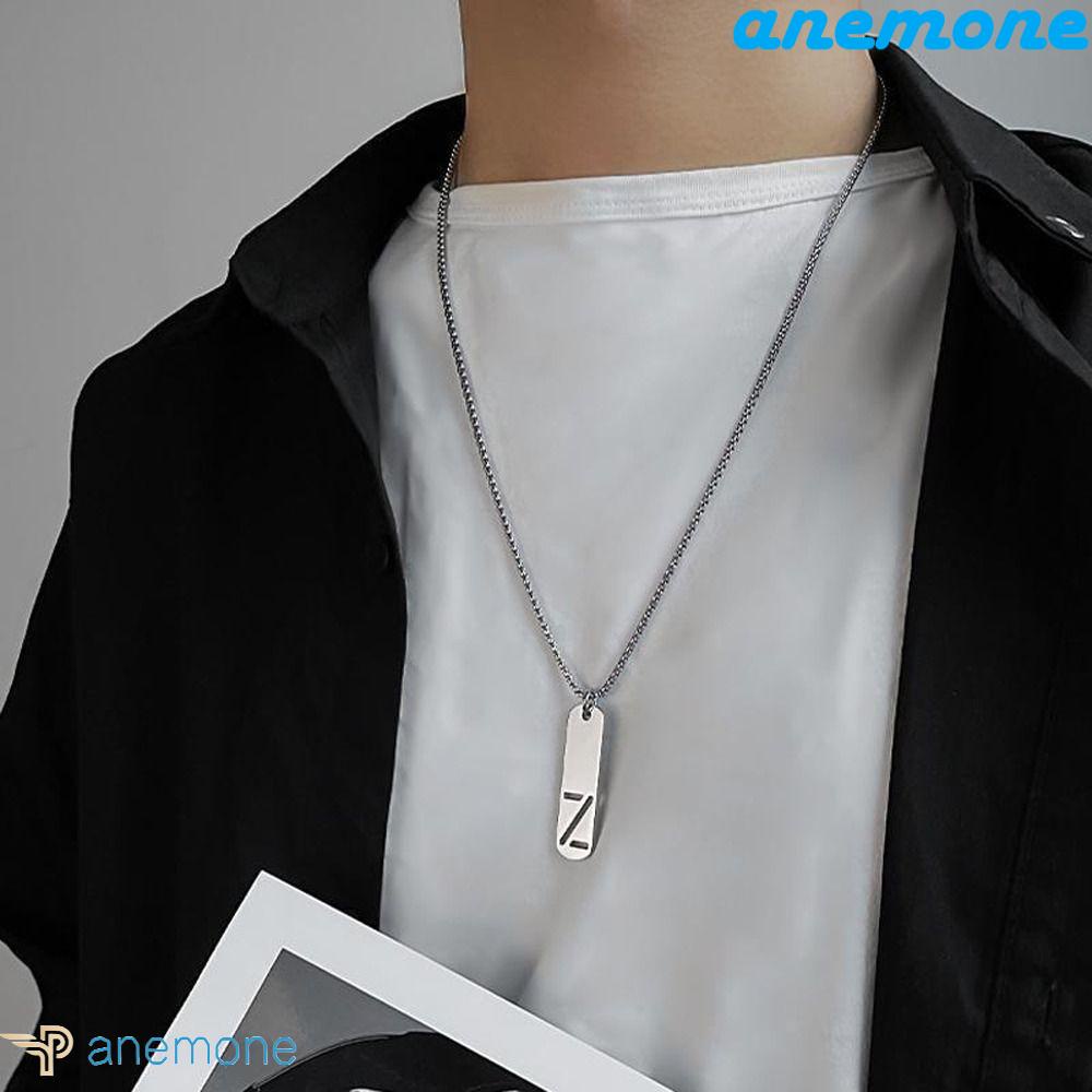 ANEMONE Vòng cổ Thép Titan Mặt 26 Chữ Cái Từ A-Z Đơn Giản Thời Trang Cho Nam